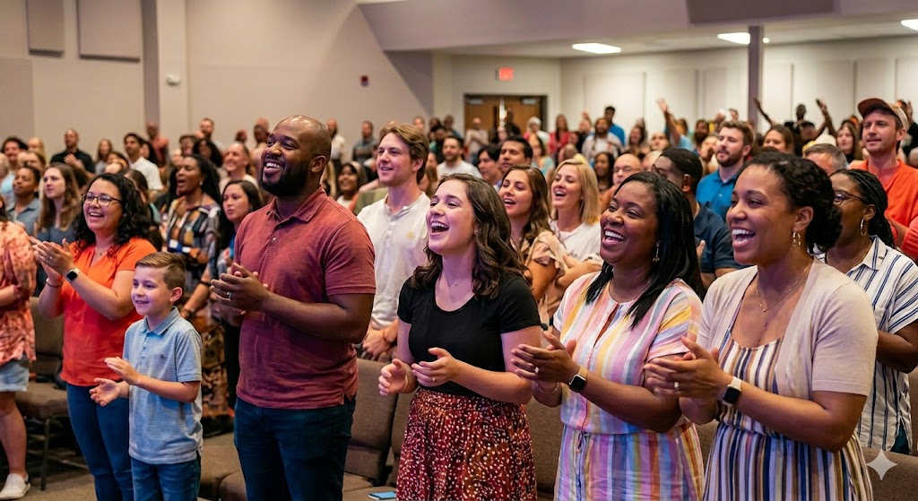 Congregation worshipping